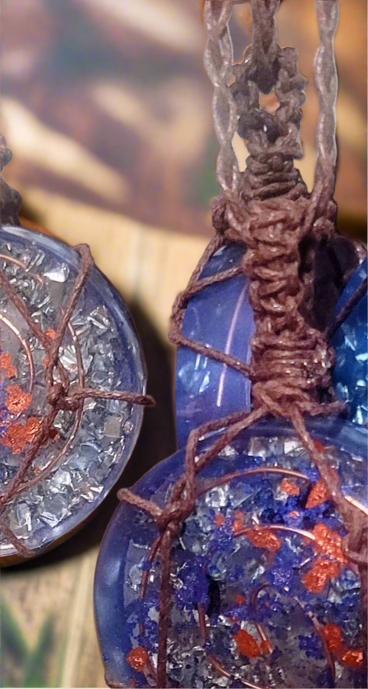 Handmade Orgonite Pendant Necklace – Quartz, Shungite & Copper on Cotton Cord