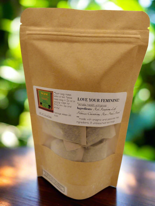 Love Your Feminine Herbal Tea – Red Raspberry Leaf, Hibiscus & Rose Blend
