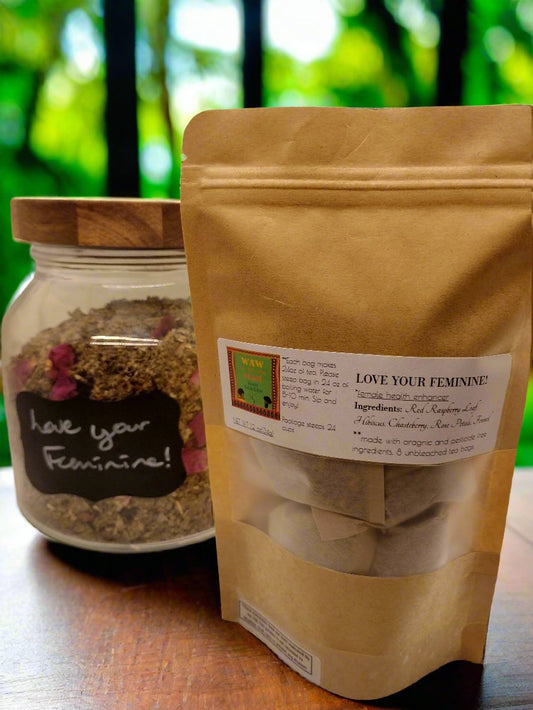 Love Your Feminine Herbal Tea – Red Raspberry Leaf, Hibiscus & Rose Blend