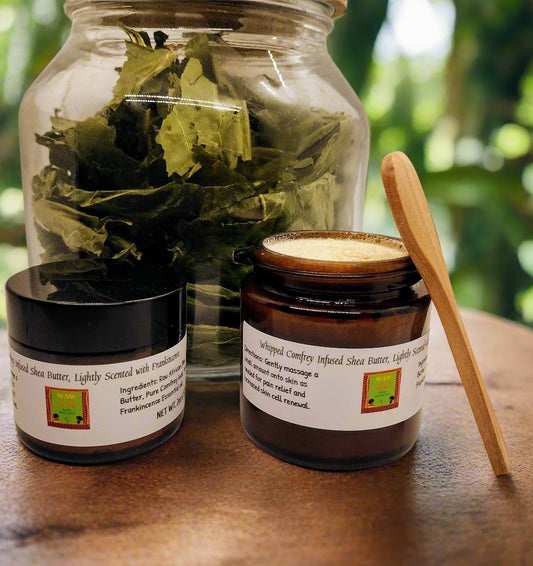 Comfrey Infused Whipped Shea Salve – Homegrown Herbal Balm with Frankincense