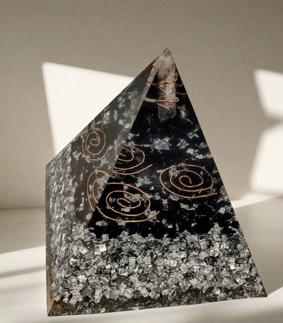 Handmade Orgonite Pyramids – Quartz, Shungite & Copper Energy Decor