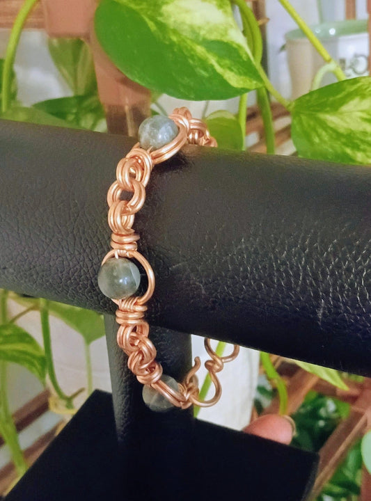 Copper-Wrapped Labradorite Necklace & Bracelet Bundle